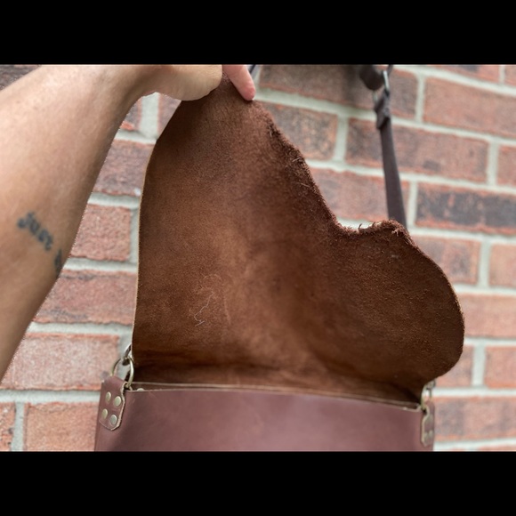 Unique handmade vintage Large leather tote/ crossbody bag - Picture 11 of 16